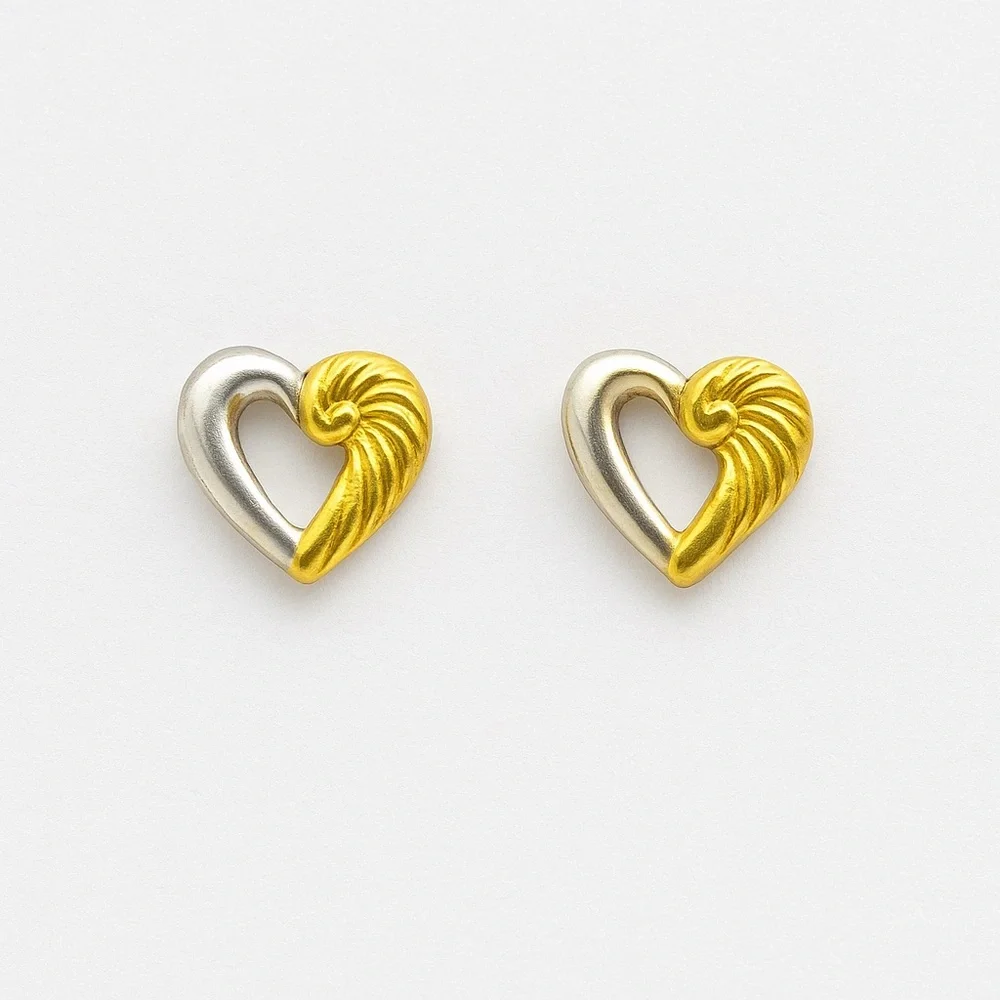 Brighton Open Heart Gold Silver Stud Earrings